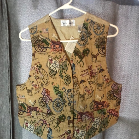 baxter wells Jackets & Blazers - Baxter & wells Y2k fall preppy old stock tapestry Carousel Vest